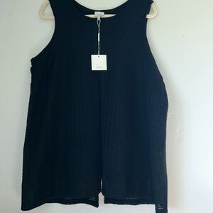 Ming New Women’s Black Scoop Neck Layered Tank Top Sz Large